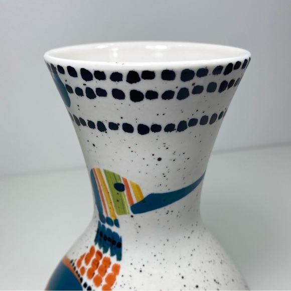 Rare Anthropologie Speckled Ceramic Bird Duck Trumpet Bouquet Flower Vase Decor - Picture 10 of 13